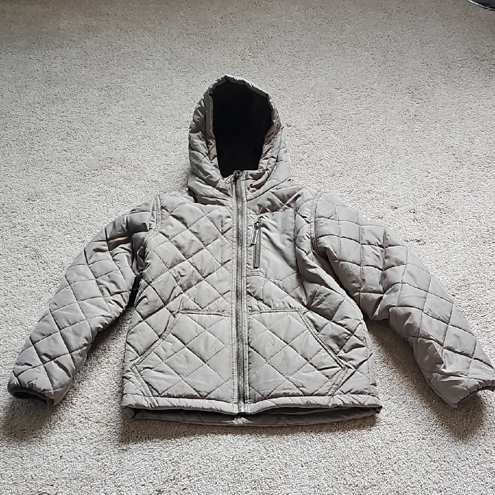 Kids Swiss Alps Tan Quilted Fleece-Lined Jacket Size 10/12